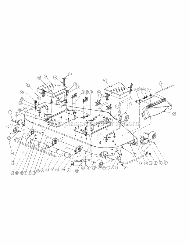 Fabricated Cutter Deck 72-Inch Diagram and Parts List for M72-CT 53AL8CT8050-28-HP-3Cylinder-OHV Cub Cadet Lawn Tractor